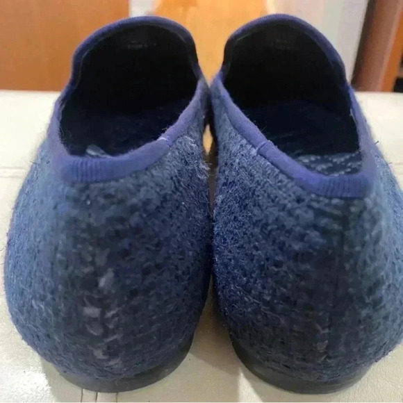 TORY Burch Chandra Tweed Navy Blue Loafers Sz 7.5 - Picture 5 of 12